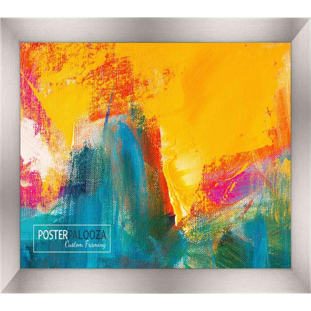 Poster Palooza 24x16 Contemporary Pewter Complete Wood Picture Frame with UV Acrylic Plexiglass, Foam Board Backing & Hardware Included
