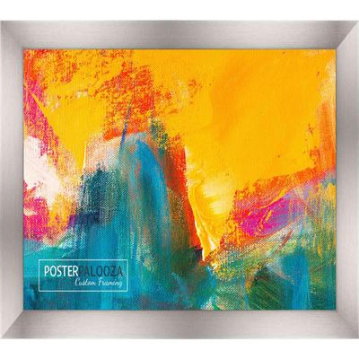 Poster Palooza 24x17 Contemporary Pewter Complete Wood Picture Frame with UV Acrylic Plexiglass, Foam Board Backing & Hardware Included