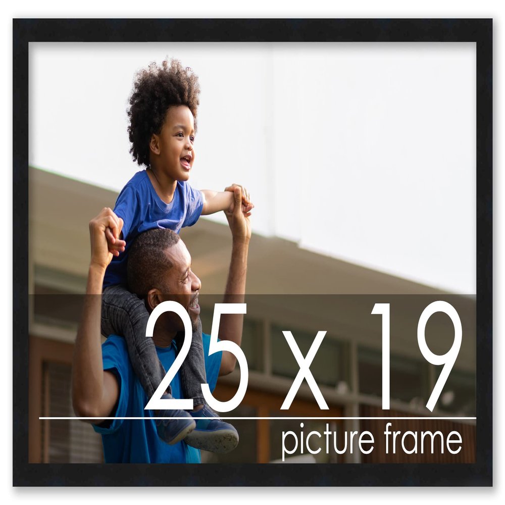 Poster Palooza 25x19 Contemporary Black Complete Wood Picture Frame with UV Acrylic Plexiglass, Foam Board Backing & Hardware Included