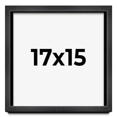17x15 Frame Charcoal Black Wood Texture Dark Grey | 0.75 Inch Moulding Width | 0.5 Inch Rabbet Depth | Solid Wood Picture Frame with UV Acrylic Plexiglass, Foam Board Backing & Hanging Hardware