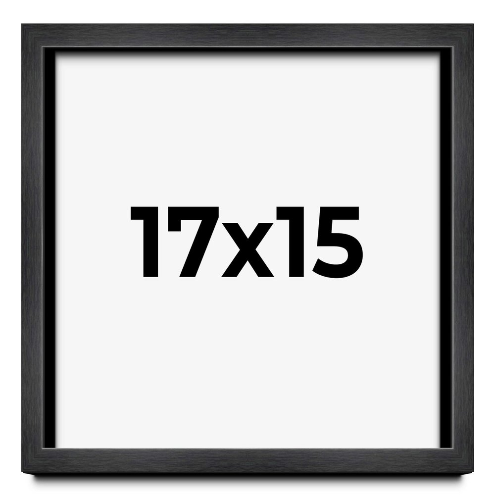17x15 Frame Charcoal Black Wood Texture Dark Grey | 0.75 Inch Moulding Width | 0.5 Inch Rabbet Depth | Solid Wood Picture Frame with UV Acrylic Plexiglass, Foam Board Backing & Hanging Hardware