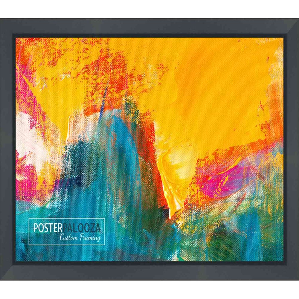 Poster Palooza 28x22 Contemporary Black Complete Wood Picture Frame with UV Acrylic Plexiglass, Foam Board Backing & Hardware Included