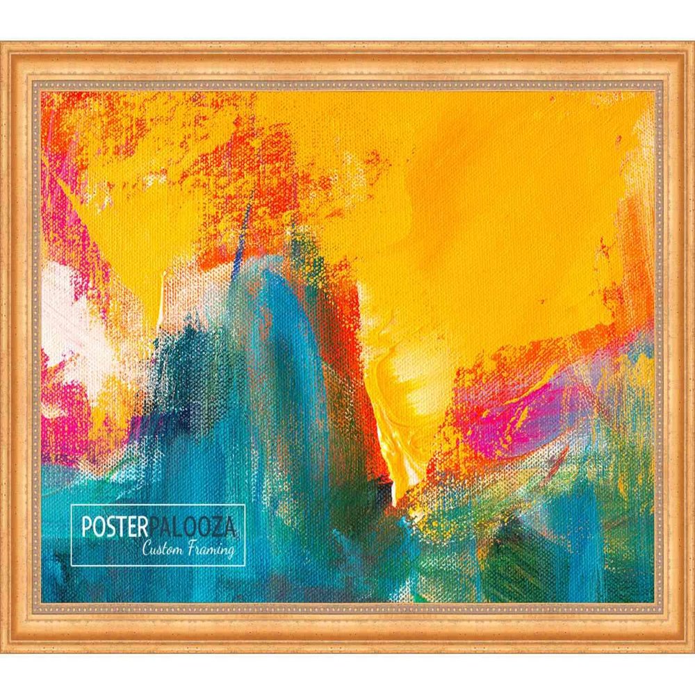 Poster Palooza 34x24 Traditional Gold Complete Wood Picture Frame with UV Acrylic Plexiglass, Foam Board Backing & Hardware Included