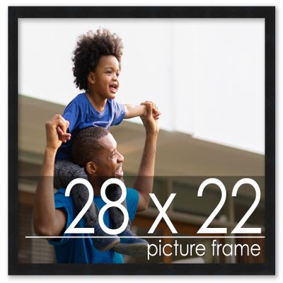 Poster Palooza 28x22 Contemporary Black Complete Wood Picture Frame with UV Acrylic Plexiglass, Foam Board Backing & Hardware Included
