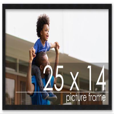 Poster Palooza 25x14 Contemporary Black Complete Wood Picture Frame with UV Acrylic Plexiglass, Foam Board Backing & Hardware Included