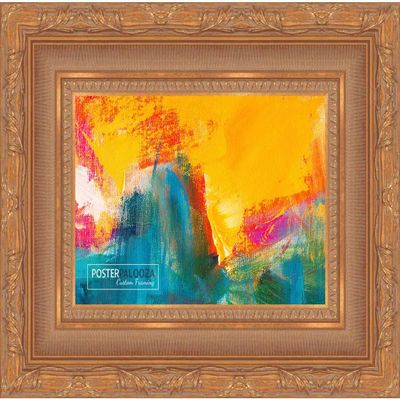 Poster Palooza 6x5 Inch Ornate Gold Complete Wood Picture Frame with UV Acrylic Plexiglass, Foam Board Backing & Hardware Included - 6x5 Inch Frame
