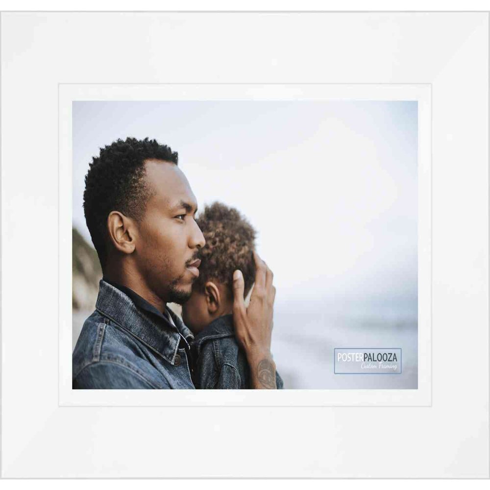 30x24 Traditional White Complete Wood Picture Frame with UV Acrylic Plexiglass, Foam Board Backing & Hardware Included