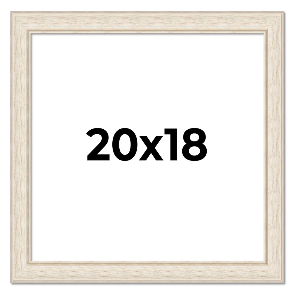 Poster Palooza 20x18 Frame Brushed White Wash Complete Wood Picture Frame with UV Acrylic, Foam Board Backing, & Wall Hanging Hardware for Vertical or Horizontal Display