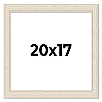 Poster Palooza 20x17 Frame Brushed White Wash Complete Wood Picture Frame with UV Acrylic, Foam Board Backing, & Wall Hanging Hardware for Vertical or Horizontal Display