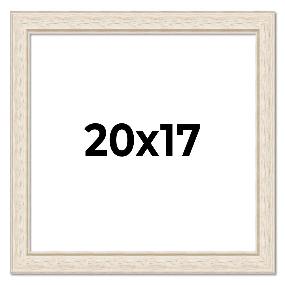 Poster Palooza 20x17 Frame Brushed White Wash Complete Wood Picture Frame with UV Acrylic, Foam Board Backing, & Wall Hanging Hardware for Vertical or Horizontal Display