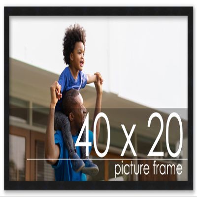 Poster Palooza 40x20 Contemporary Black Complete Wood Panoramic Frame with UV Acrylic Plexiglass, Foam Board Backing & Hardware Included