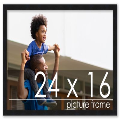 Poster Palooza 24x16 Contemporary Black Complete Wood Picture Frame with UV Acrylic Plexiglass, Foam Board Backing & Hardware Included