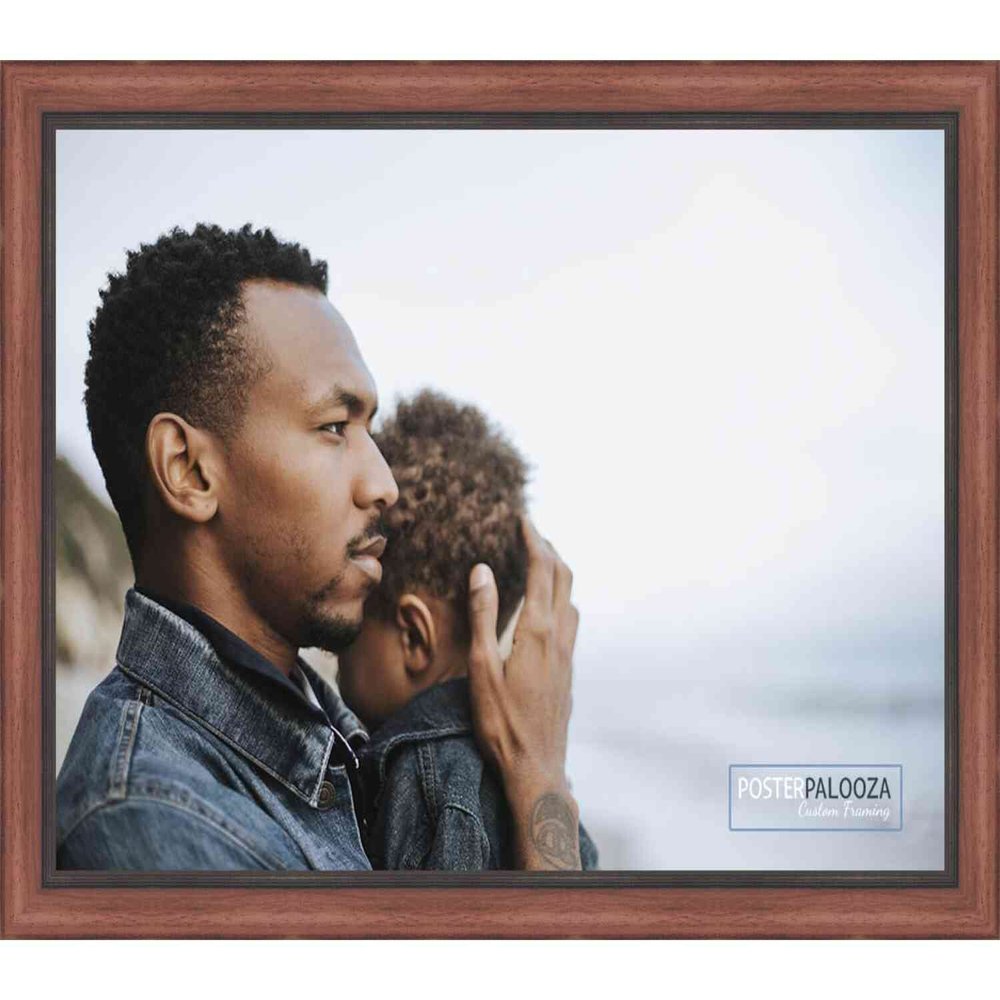 Poster Palooza 18x13 Traditional Mahogany Complete Wood Picture Frame with UV Acrylic Plexiglass, Foam Board Backing & Hardware Included