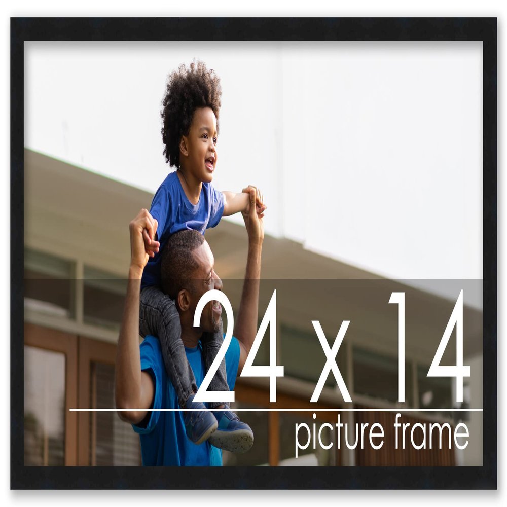 Poster Palooza 24x14 Contemporary Black Complete Wood Picture Frame with UV Acrylic Plexiglass, Foam Board Backing & Hardware Included