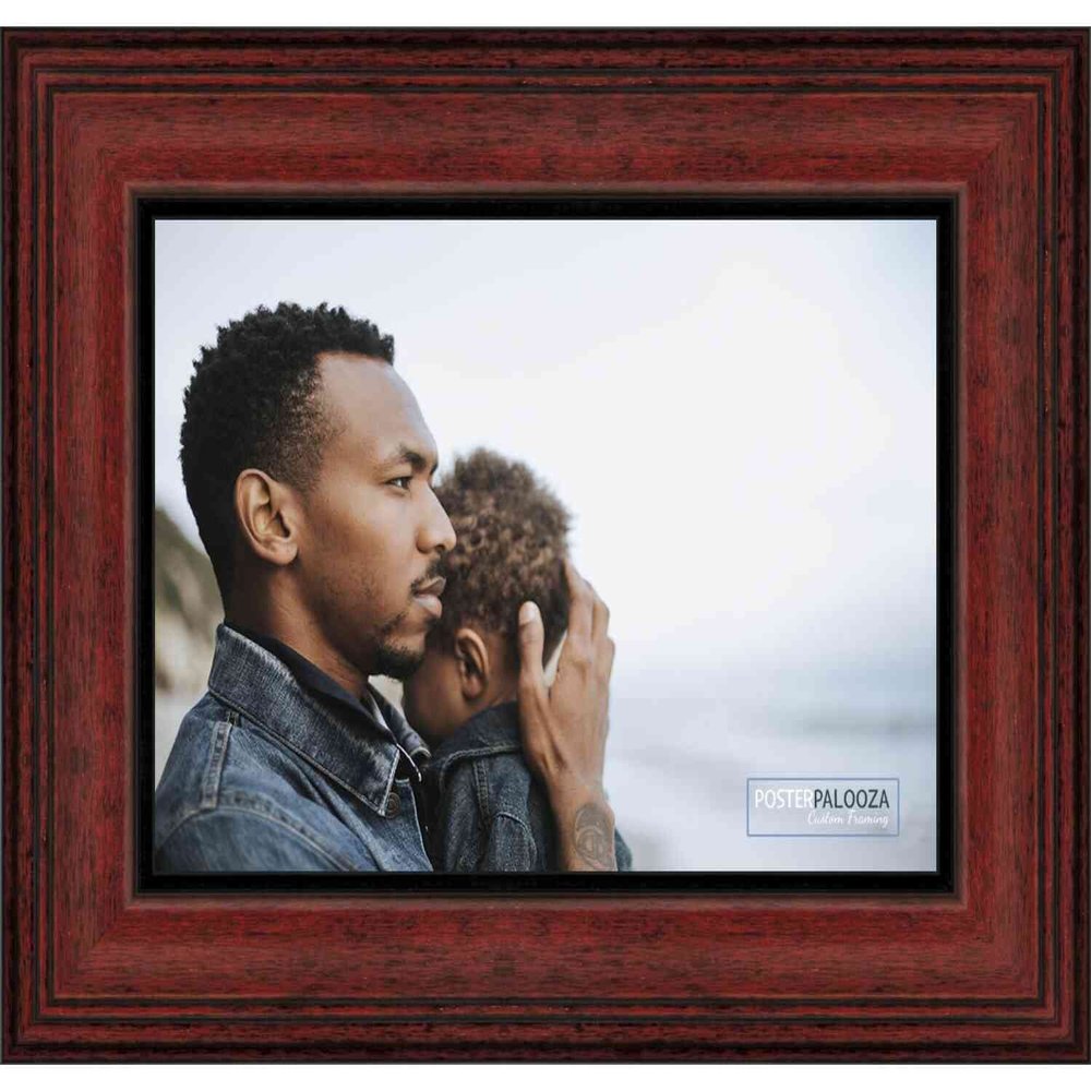 Poster Palooza 22x15 Traditional Mahogany Complete Wood Picture Frame with UV Acrylic Plexiglass, Foam Board Backing & Hardware Included