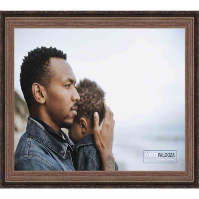 Poster Palooza 22x18 Traditional Antique Silver Complete Wood Picture Frame with UV Acrylic Plexiglass, Foam Board Backing & Hardware Included