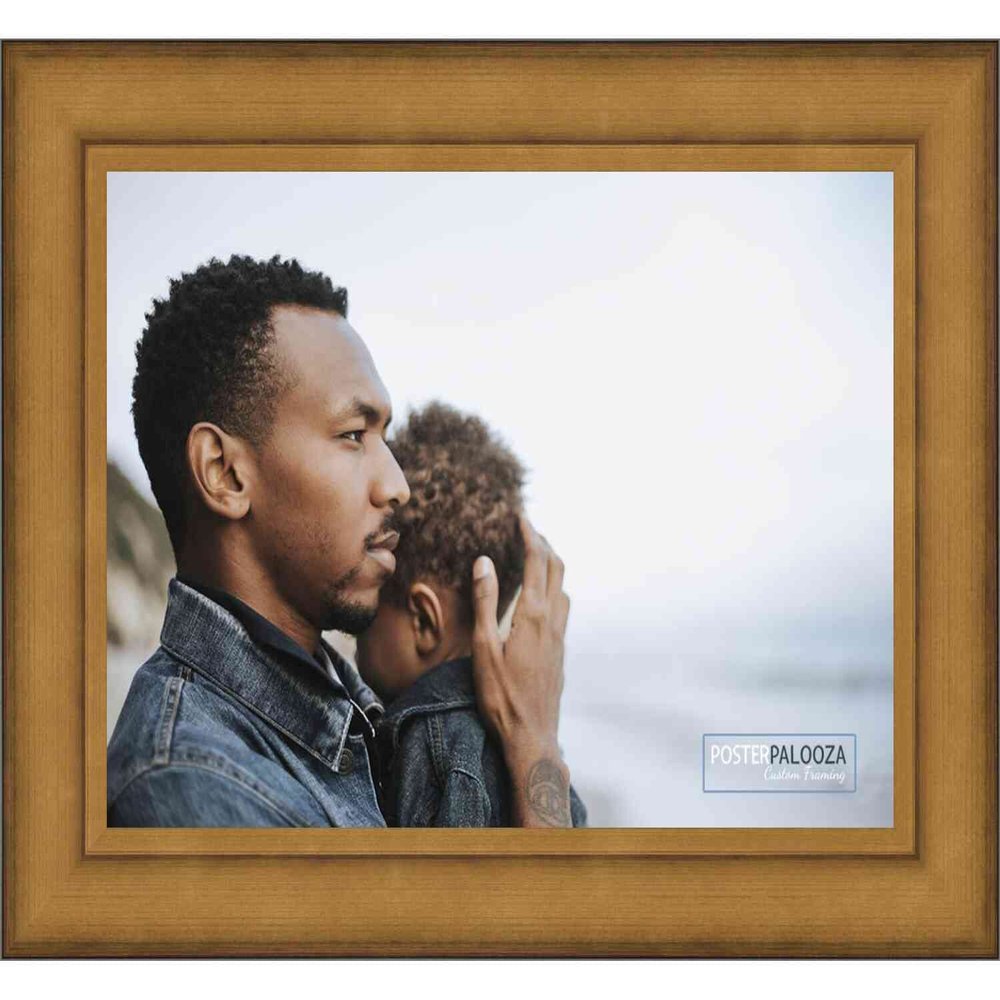 Poster Palooza 39x27 Traditional Antique Gold Complete Wood Picture Frame with UV Acrylic Plexiglass, Foam Board Backing & Hardware Included