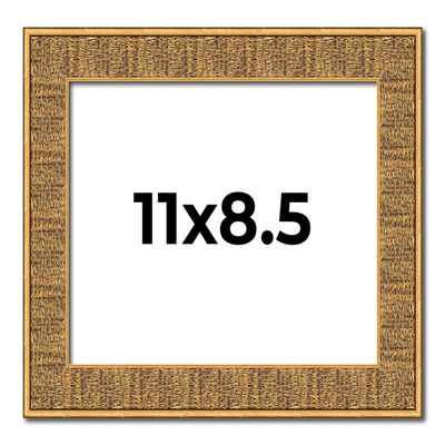 11x8.5 Frame (Letter Size) Frame Black and Gold Distressed Solid Wood Picture Frame | 1.625 Inch Moulding Width | with UV Acrylic Plexiglass, Foam Board Backing & Hanging Hardware Included