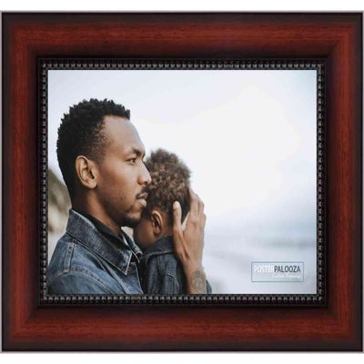 Poster Palooza 12x8 Traditional Mahogany Complete Wood Picture Frame with UV Acrylic Plexiglass, Foam Board Backing & Hardware Included