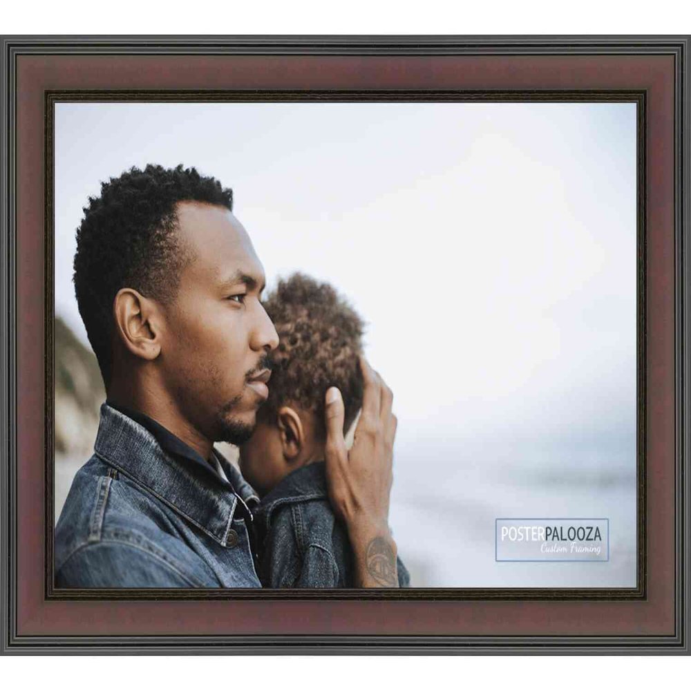 Poster Palooza 10x6 Traditional Mahogany Complete Wood Picture Frame with UV Acrylic Plexiglass, Foam Board Backing & Hardware Included
