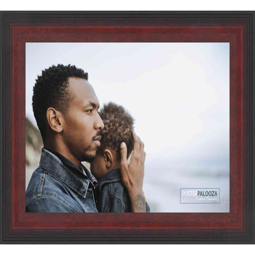 Poster Palooza 18x8 Traditional Cherry Complete Wood Picture Frame with UV Acrylic Plexiglass, Foam Board Backing & Hardware Included