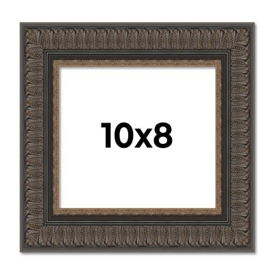 10x8 Frame Copper-Black Ornate Harvest Moulding with Gold Trim | 2.5 Inch Wide Moulding | Solid Wood Picture Frame with UV Acrylic Plexiglass, Foam Board Backing & Hanging Hardware Included