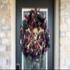GLOWING EYES Deluxe Bling Pirate Skull and Crossbones Halloween Front Door Wreath, Jewels, Beads, Feathers, Luxury High End Fancy GASPARILLA view 4