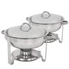 Saturnpower Stainless Steel Round Dish 5 Quart Tray Buffet Catering, Round Buffet Servers, Full Size Dinner Serving Buffer Warmer Set w/Food and Water Pan, Lid, Solid Stand and Fuel Holder (2) view 1