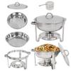 Saturnpower Stainless Steel Round Dish 5 Quart Tray Buffet Catering, Round Buffet Servers, Full Size Dinner Serving Buffer Warmer Set w/Food and Water Pan, Lid, Solid Stand and Fuel Holder (2) view 2