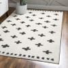 JONATHAN Y Cristo Berber Geometric Shag White/Gray Indoor Area Rug, 5x8, Bohemian, Contemporary, Easy-Cleaning for Living Room, Bedroom, Kitchen, Pet Friendly, Non-Shedding (MOH403A-5) view 1
