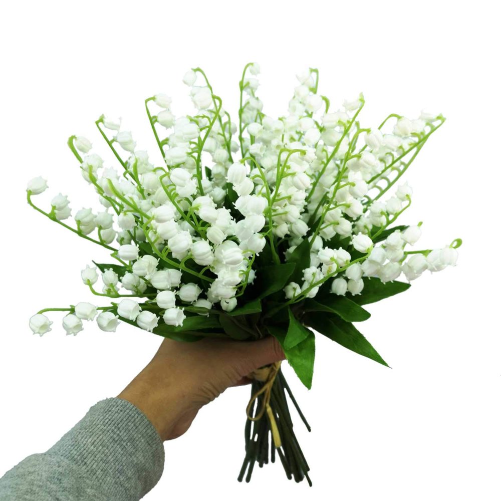 24PCS Artificial Lily of The Valley Flowers Plastic Flower for Outdoor Bridal Wedding Bouquet Home Garden Party Wedding Decoration