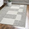 JONATHAN Y Petra Abstract Stripe Shag White/Gray Indoor Area Rug, 5x8, Geometric, Bohemian, Contemporary, Easy-Cleaning for Living Room, Bedroom, Kitchen, Pet Friendly, Non-Shedding (MOH407A-5) view 1