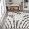 JONATHAN Y Petra Abstract Stripe Shag White/Gray Indoor Area Rug, 5x8, Geometric, Bohemian, Contemporary, Easy-Cleaning for Living Room, Bedroom, Kitchen, Pet Friendly, Non-Shedding (MOH407A-5) view 3