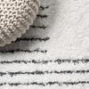 JONATHAN Y Petra Abstract Stripe Shag White/Gray Indoor Area Rug, 5x8, Geometric, Bohemian, Contemporary, Easy-Cleaning for Living Room, Bedroom, Kitchen, Pet Friendly, Non-Shedding (MOH407A-5) view 4