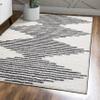 JONATHAN Y Elm Diamond Stripe Shag White/Gray Indoor Area Rug, 8x10, Geometric, Bohemian, Contemporary, Easy-Cleaning for Living Room, Bedroom, Kitchen, Pet Friendly, Non-Shedding (MOH408A-8) view 1