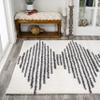 JONATHAN Y Elm Diamond Stripe Shag White/Gray Indoor Area Rug, 8x10, Geometric, Bohemian, Contemporary, Easy-Cleaning for Living Room, Bedroom, Kitchen, Pet Friendly, Non-Shedding (MOH408A-8) view 3