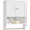 Iwell Bathroom Wall Cabinet, Over The Toilet Storage Cabinet with Towel Rack & Adjustable Shelf, Medicine Cabinet for Bathroom, White view 1