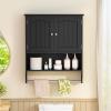 Iwell Bathroom Wall Cabinet with Adjustable Shelf & Doors, Over The Toilet Storage Cabinet, Medicine Cabinet for Bathroom, Laundry Room, Kitchen, Black view 2
