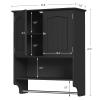 Iwell Bathroom Wall Cabinet with Adjustable Shelf & Doors, Over The Toilet Storage Cabinet, Medicine Cabinet for Bathroom, Laundry Room, Kitchen, Black view 3