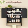 Iwell Bathroom Wall Cabinet with Adjustable Shelf & Doors, Over The Toilet Storage Cabinet, Medicine Cabinet for Bathroom, Laundry Room, Kitchen, Black view 4