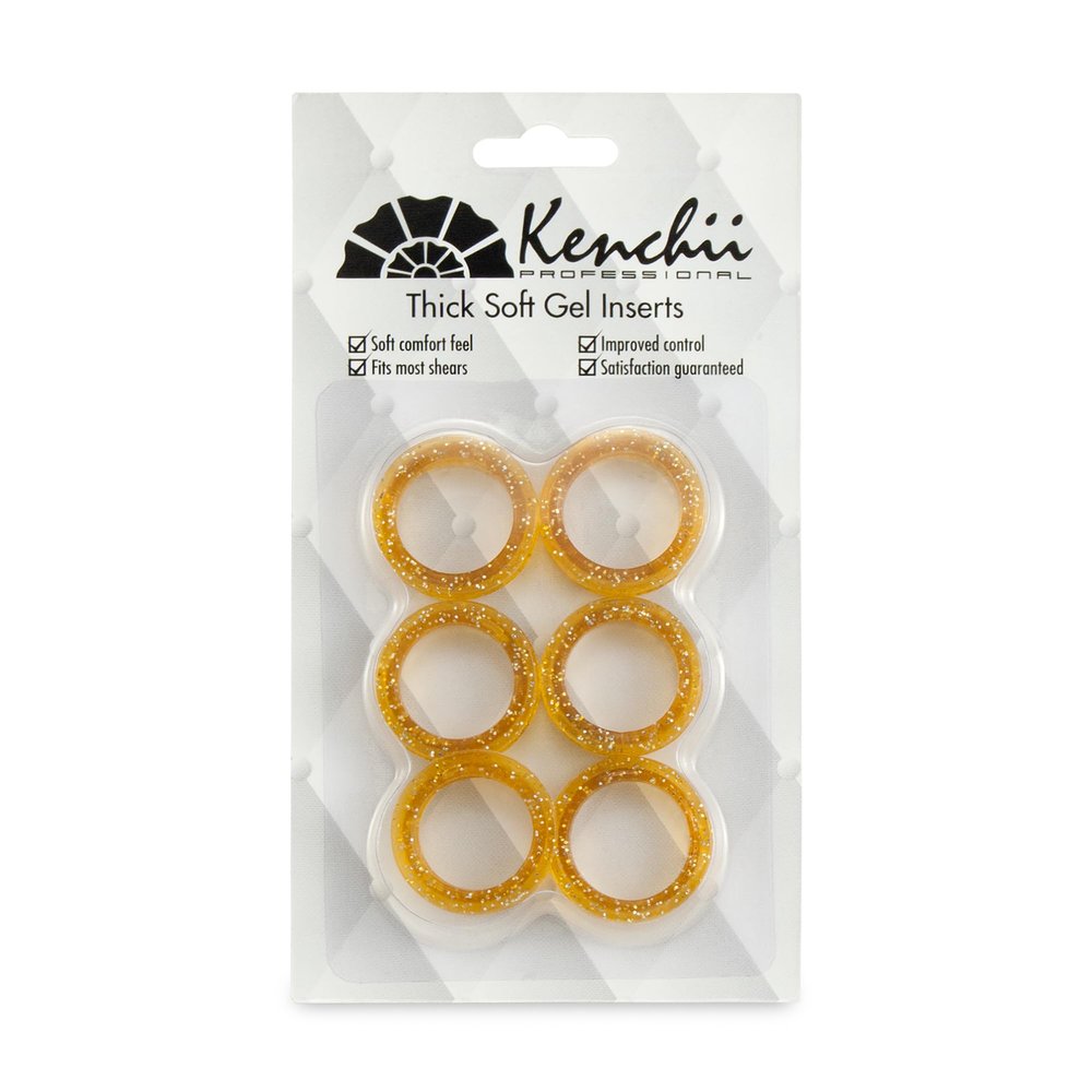 Kenchii Extra Soft Premium Shear Finger Ring Inserts - Thick, Quality Comfort. Elevate Your Grooming Experience with Precision and Style in Multiple Colors (Gold)