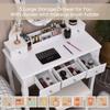 CHARMAID Makeup Vanity Table with Lighted Mirror, Vanity Desk with 10 LED Lights, Adjustable Brightness, 5 Drawers and Removable Storage Organizer, Bedroom Dressing Table with Stool (White) view 3