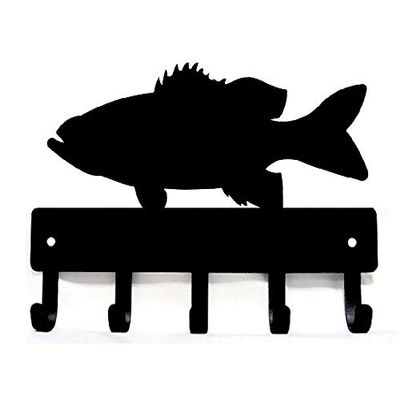 Bass Fish Key Rack Hanger - Large 9 inch wide - Made in USA - Wall Mount