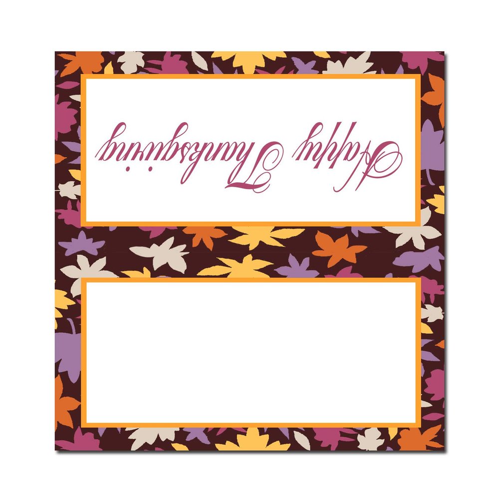 Leave Border Thanksgiving Table Tent Place Cards - Guest Seating Name Cards - Table Tents - Placecards (Fall Leaves)