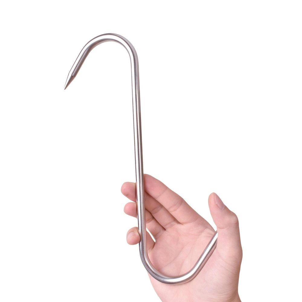 Alele Heavy Duty S-Hooks 10" Stainless Steel Meat Hooks for Butchering4 Pack (10inch 8mm 4p)