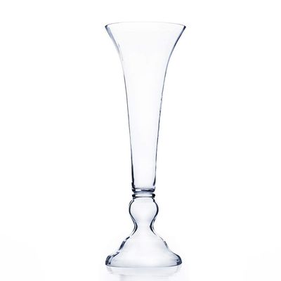 WGV Trumpet Glass Vase, Open Width 8", Height 23.5", Clear Large Floral Planter Centerpiece, Wedding Event Home Decor, 1 Piece (VTV0824)