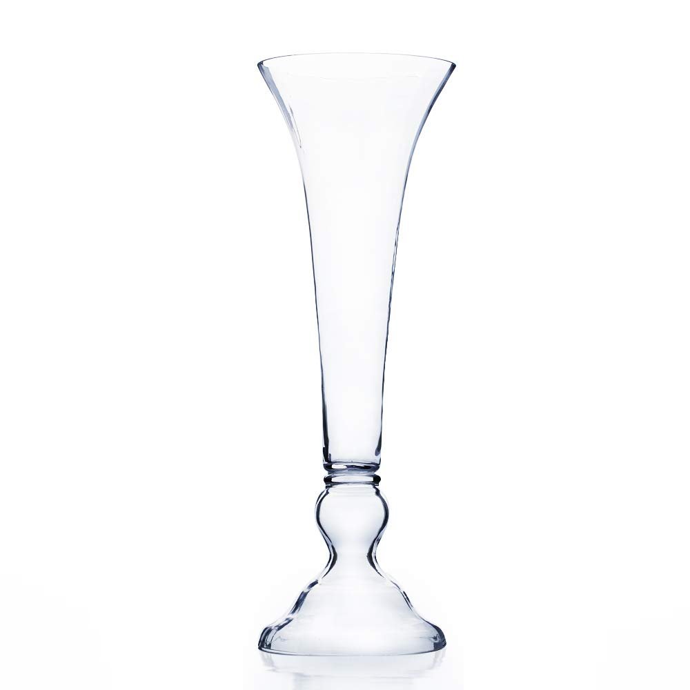 WGV Trumpet Glass Vase, Open Width 8", Height 23.5", Clear Large Floral Planter Centerpiece, Wedding Event Home Decor, 1 Piece (VTV0824)