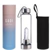 SAOI Crystal Water Bottle - Clear Quartz - Natural Wellness Healing - Glass/Stainless Steel view 1