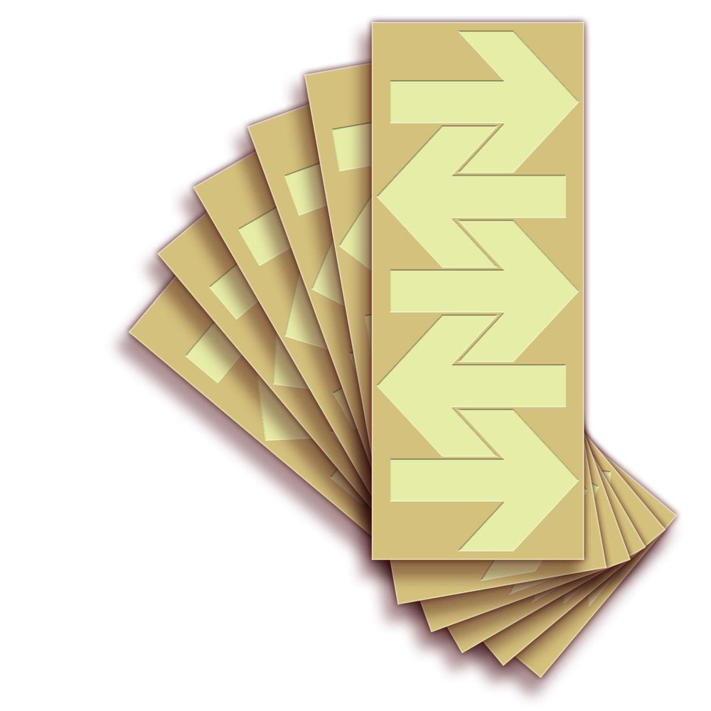 iSYFIX Glow in the Dark Arrow Stickers - 30 Pack, 4x3 Inch - Premium Self-Adhesive Photoluminescent Vinyl, Safety Sticker, Perfect to mark Stairs, Exits, Steps, Garages, Home, Office, Switches & Walls