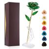24K Gold Dipped Real Rose Flower, Golden Friend Romantic Love for Girlfriend Confidante Wife Grandma on Birthday Sweetest Day Halloween Thanksgiving Christmas, Green view 1